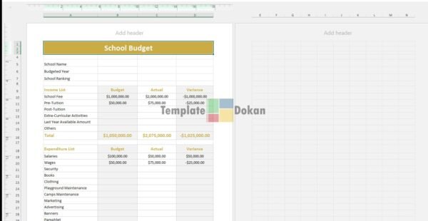 School Budget Template